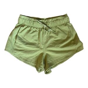 lululemon inner glow 3” inseam shorts size 4 light green adjustable waist